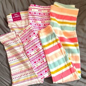 3 pairs of girl leggings size 7/8, New (one pair w/tag)
